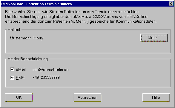 Dialog Patient an Termin erinnern