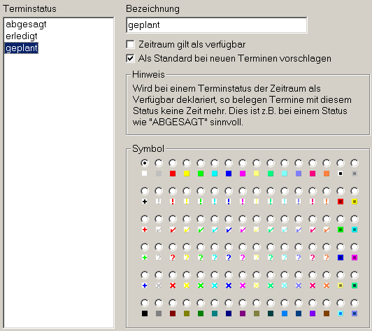 Stammdatenkatalog Terminstatus