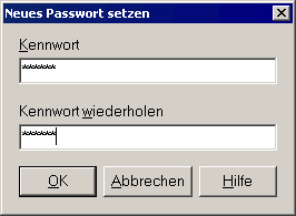 Dialog zur Kennwortvergabe