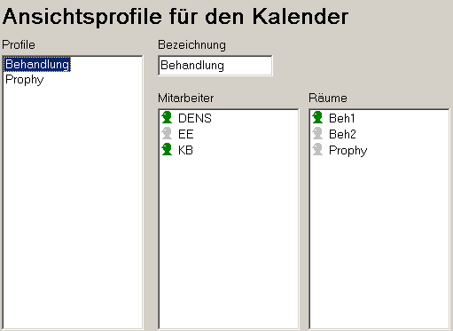 Profilverwaltung in den Systemdaten
