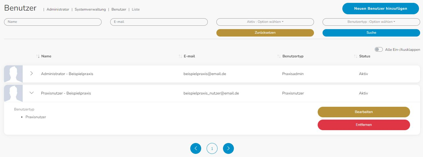 Benutzerverwaltung im DENS.onLine-Verwaltungsportal