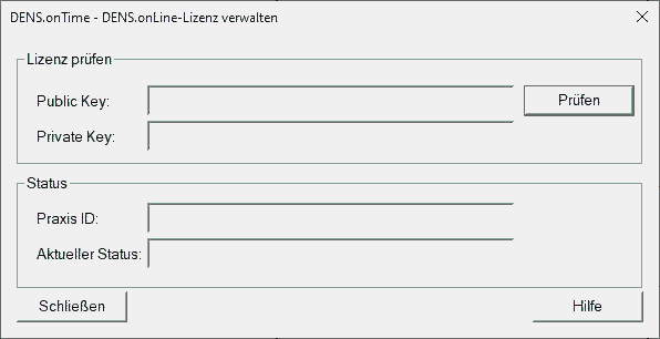 Dialog DENS.onLine-Lizenz verwalten