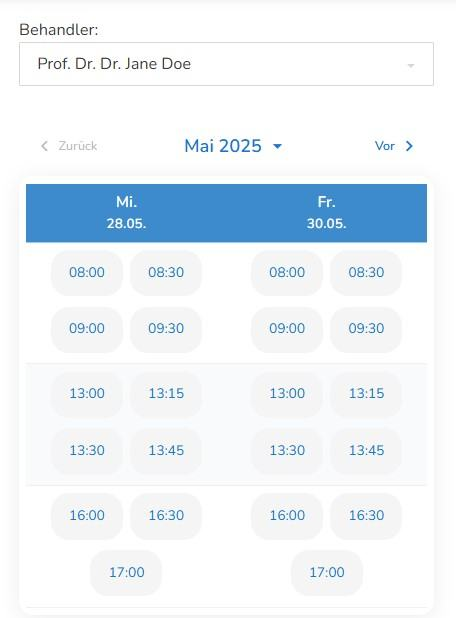 Datumsauswahl im Buchungskalender