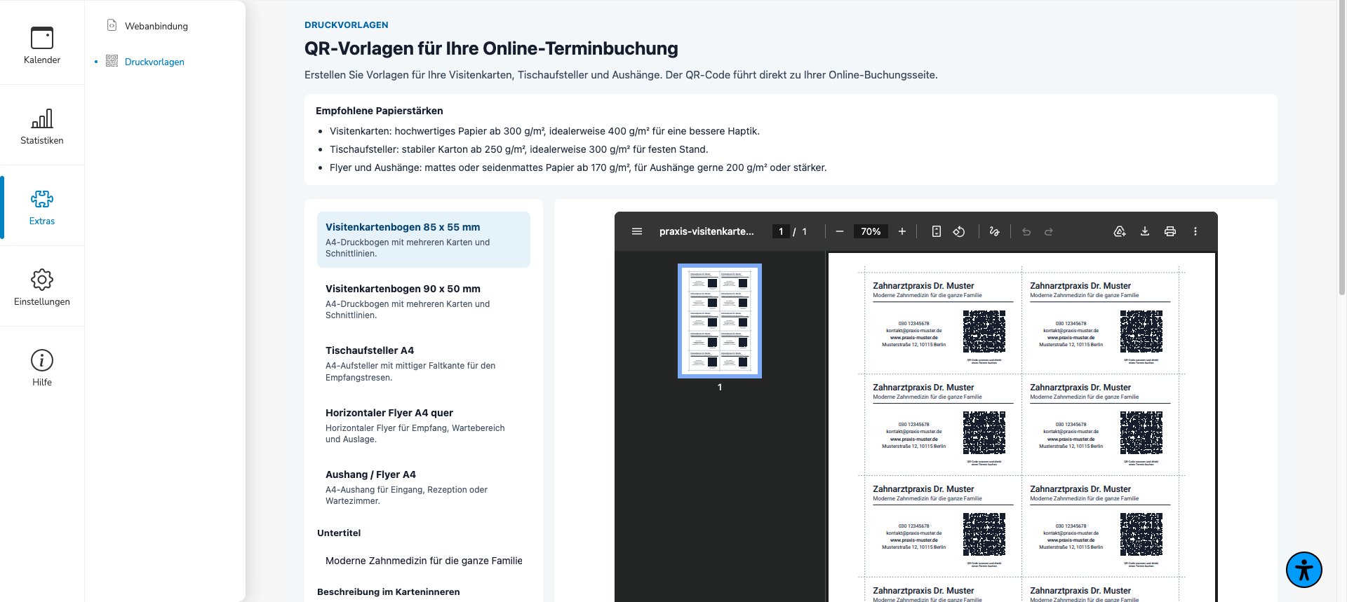Druckvorlagen für die Online-Terminbuchung