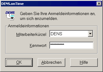 Dialog Benutzeranmeldung