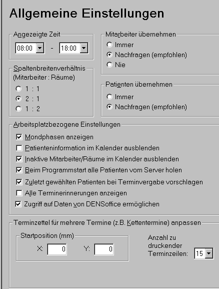 Systemdaten Einstellungen